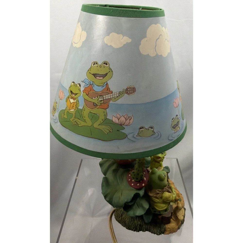 Vintage Frog Table Lamp Mushrooms Groovy Nature Guitar Lilly Pad Working Lamp